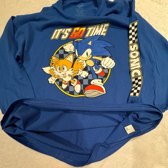 Sonic the Hedgehog Sonic & Tails It’s Go Time Blue Youth Shirt Size XL New - Picture 3 of 9